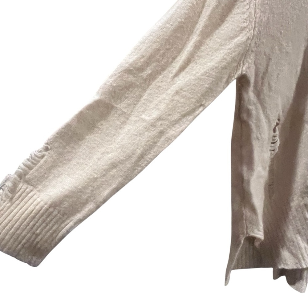 Enza Costa Cream Distressed Wool Cashmere Sweater - Picture 6 of 12